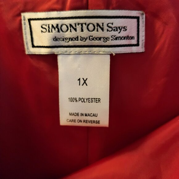 Simonton Says Dress 1X | Red Shift | Drape Neck | Sleeveless | Office to Cocktai - Picture 5 of 7